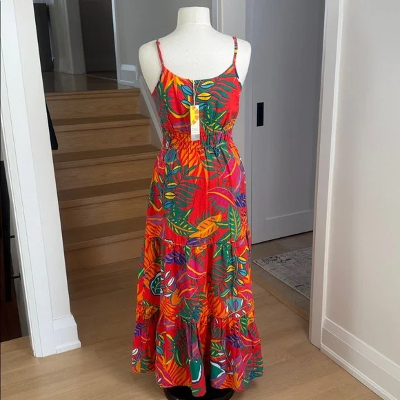 C&C California Tropical Linen Blend Maxi Dress – Size S – NWT - Picture 4 of 7